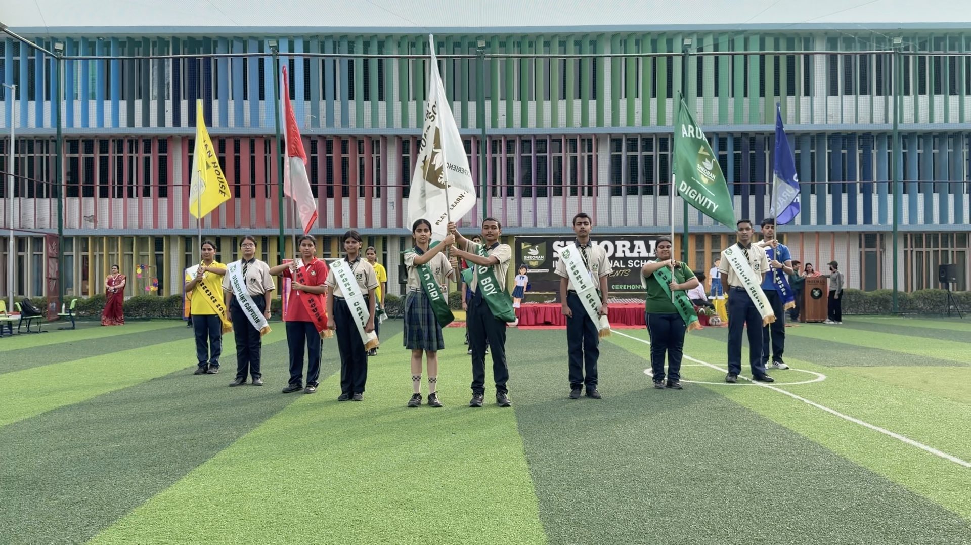 Investiture ceremony parade on the school field